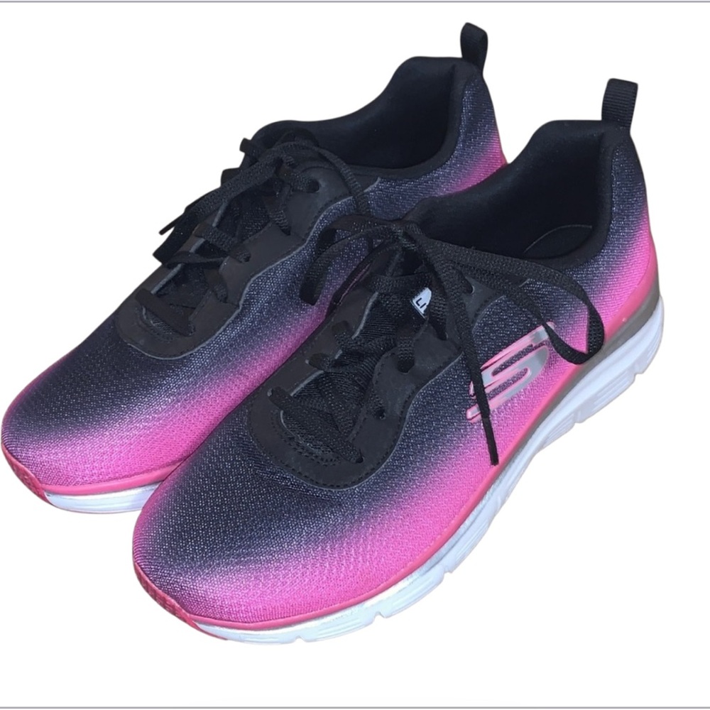 Skechers Memory Foam Black to Pink Ombre Sneakers